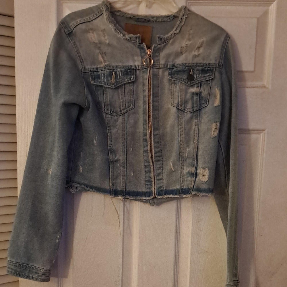Women's Distressed Blue Jean Jacket
